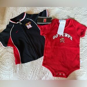 NWT Nike Bundle Maryland Terrapins basketball Jersey + Onesie Set, 12m, MSRP $69